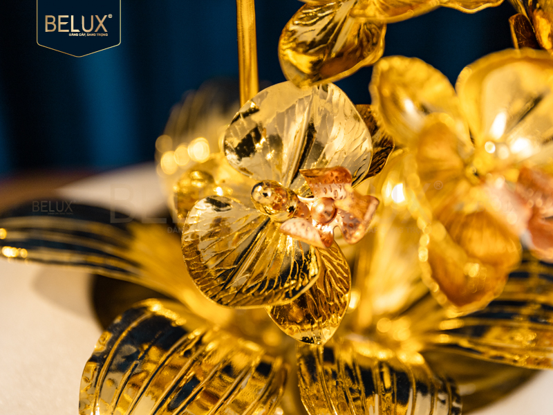 Lan Ngọc Trắng 3 cành mạ vàng 24k 18x7x24cm